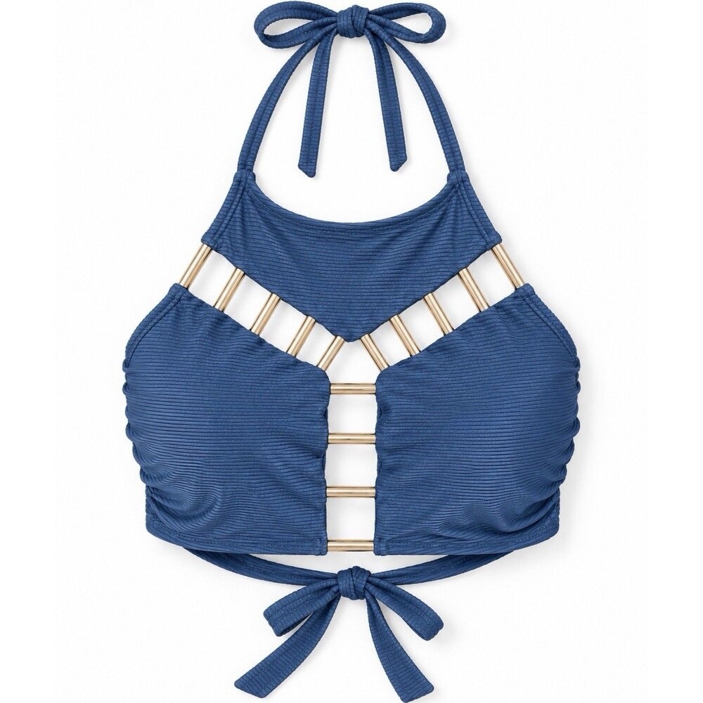 NEW Time And Tru Missy Elevated Separates Swimsuit Top Size XL (16-18) Blue